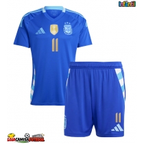 Camisa de Futebol Argentina Angel Di Maria #11 Equipamento Secundário Infantil Copa America 2024 Manga Curta (+ Calças curtas)